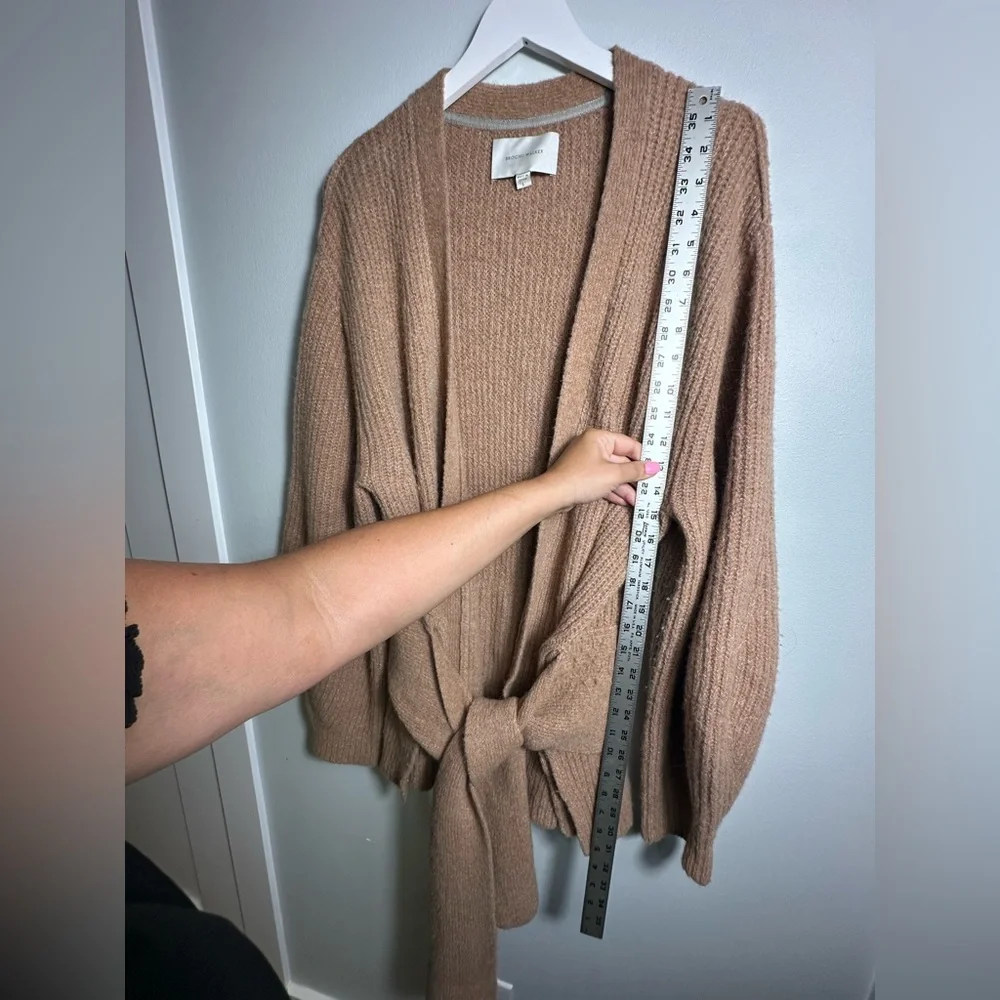 Brochu Walker Wool Baby Alpaca Camel Tie Hansen Wrap Cardigan Size Large - Picture 14 of 17